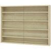 HOMCOM 5-Tier Display Cabinet, Wall-Mounted Display Case with 2 Glass Doors and Adjustable Shelves, Oak