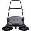 VEVOR Walk-behind Hand Push Floor Sweeper, 25.6" Sweeping Width Floor Sweeper Manual Non-Electric, 5-Gallon Waste Container