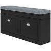 HOMCOM Modern Shoe Storage Bench Black Entryway Bench with Cushion 2 Drawers Ottoman Holds 8 Pairs
