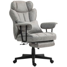 HOMCOM Big & Tall Office Chair, Up to 396lbs, Ergonomic Reclining Office Chair with High Back, Footrest & Lumbar Support, Gray