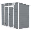 Outsunny 8' x 4' Plastic Outdoor Storage Shed with Floor, Window, Lockable Doors and Vents for Backyard Patio Lawn, Gray