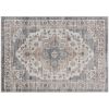 HOMCOM 8x10 Area Rug, Vintage Machine Washable Rug, Non-Slip Carpet for Living Room, Bedroom, Dining Room, Brown & Light Blue