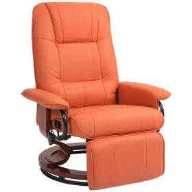 HOMCOM Swivel Recliner Chair, Adjustable Swivel Lounge Chair with Footrest, Armrest and Wrapped Wood Base for Living Room, Light Red