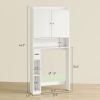 HOMCOM Modern Over the Toilet Storage Cabinet with 2 Doors, Above Commode Storage Cabinet with Toilet Paper Holder, White
