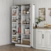 HOMCOM 70" Storage Pantry Cupboards, Freestanding Cabinet w/ Spice Racks & Adjustable Shelves, Tall Pantry for Home, Dining, White