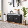 HOMCOM Modern Shoe Storage Bench Black Entryway Bench with Cushion 2 Drawers Ottoman Holds 8 Pairs