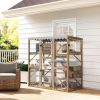 PawHut Outdoor Cat Enclosure with Window Access, 5 Platforms and 2 Resting Boxes, Waterproof Roof for Multiple Cats, Brown