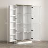 HOMCOM 70" Storage Pantry Cupboards, Freestanding Cabinet w/ Spice Racks & Adjustable Shelves, Tall Pantry for Home, Dining, White