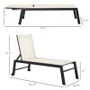 Outsunny Reclining Chaise Lounge, Outdoor Wooden, White, Wheels, Adjustable Backrest