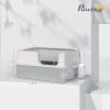 PawHut Stainless Steel Litter Box with High Side, Scoop, Easy Cleaning & Anti-Urine Leakage, for Big Cats, Light Gray