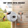 VEVOR Retractable Hose Reel Water Hose Reel 100'x1/2" 180Â° Swivel Wall-Mounted,Garden Water Hose Reel with 9-Pattern Nozzle,Automatic Rewind