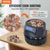 VEVOR USD Coin Sorter Coin Counter Wrapper and Roller 300 Coins/min LCD Display