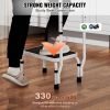 VEVOR Step Stool 1-Step 330lbs Capacity, 3 Adjustable Height with Handle Steel Step Ladder, Portable Toddler Step Stools for Adults