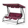 Outsunny 3-Seater Swing Bench with Stand Red Cushioned Outdoor Porch Swing Comfortable Canopy Included