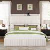 Queen Bed Frame with Storage Upholstered Headboard and 4 Drawers, Velvet Upholstered Platform Bed with LED Lights & Charging Station