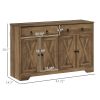 HOMCOM Kitchen Storage Sideboard, Farmhouse Buffet Cabinet with Barn Style Doors, Drawers, Adjustable Shelves, Light Brown