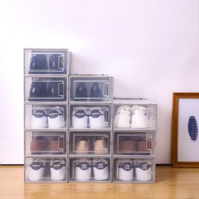 Set of 18 Stackable Clear Plastic Transparent Shoe Storage Box in Home (Color: Gray)