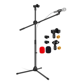 5 Core Mic Stand Floor Height Adjustable Tripod Microphone Stands w Extending Telescoping Boom Arm - MS DBL (SKU: MS DBL)