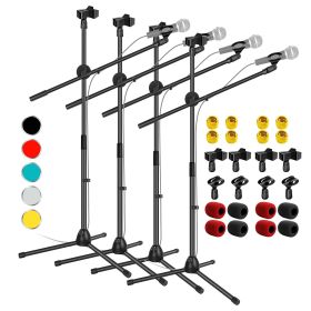5 Core Mic Stand Floor Height Adjustable Tripod Microphone Stands w Extending Telescoping Boom Arm - MS DBL (SKU: MS DBL 4PCS)