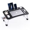 Foldable Laptop Table Portable Lap Desk Bed Table Tray Laptop Stand with Cup Holder & Tablet Slot & Lifting Handle for Working Writing Drawing & Eatin