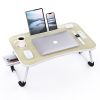 Foldable Laptop Table Portable Lap Desk Bed Table Tray Laptop Stand with Cup Holder & Tablet Slot & Lifting Handle for Working Writing Drawing & Eatin